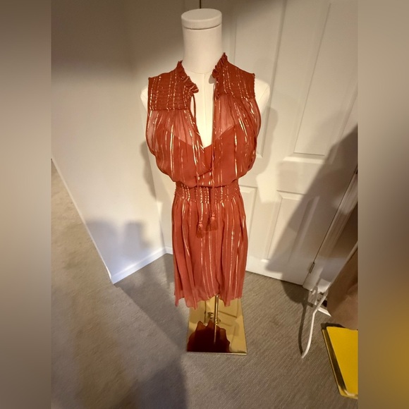 Once Was Melbourne Rust Orange Metallic Stripe Midi Dress – Size 1 (NWT) - Picture 6 of 6